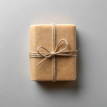 Rectangular Gift Box Wrapped in Brown Kraft Paper Tied with Twine present package