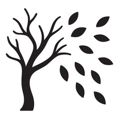 Autumn Tree Silhouette Vector Icon for Seasonal and Decorative Design