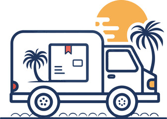 truck on the beach with palm trees
