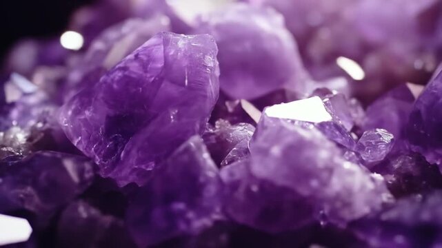 Close-up view of clustered amethyst crystals