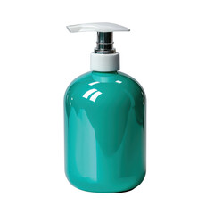 Fototapeta premium Teal Liquid Soap Dispenser with Pump Top on a Bright White Background for Personal Care or Home Decor transparent background