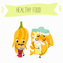 Buddha's hand fruit funny characters, hand drawn vector illustration.