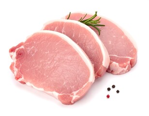 Fresh pork chops on white background