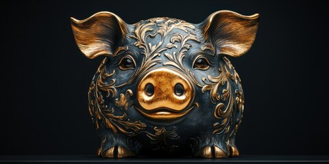 Decorative pig sculpture showcasing intricate patterns and a charming design in a modern art setting