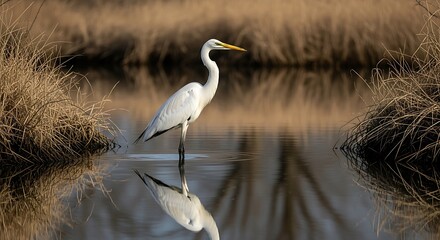 Egrets in a Marsh.