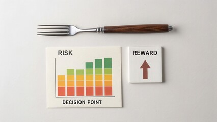 Fork above risk reward chart visualizing financial decision making