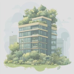 Innovative green building design showcasing urban nature with greenery integrated into architecture - Low Contrast