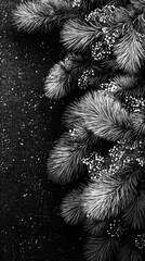Festive pine branches adorned with berries resting on a shimmering background during the holiday season