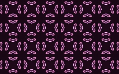 Pink Mirrored Organic Shape Pattern on Dark Background with Symmetrical Grid for Decorative Design