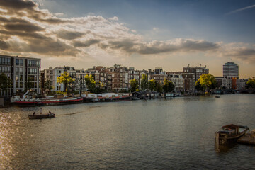 sunset in amsterdam