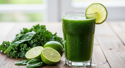 Fototapeta premium Healthy green smoothie ingredients