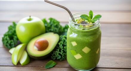 Healthy green smoothie ingredients