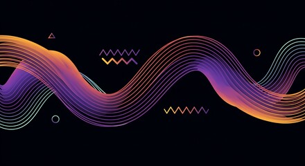 Abstract digital art featuring vibrant wavy lines against a black background