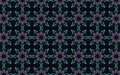 Seamless vector floral pattern with vintage blue flowers on a textured purple fabric background for textile design and wallpaper decoration