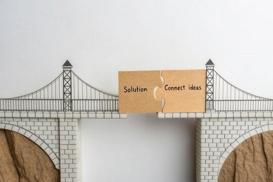 Paper Bridge Puzzle Connecting Words to Create a Solution