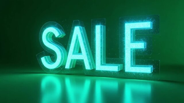 Dynamic glowing SALE text flashes with energetic particles, perfect for retail promotions and exciting discounts announcement videos.