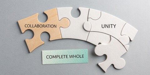 Puzzle pieces forming a complete whole in a studio shot