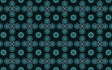 Seamless vector pattern with retro blue circles on an abstract geometric backdrop