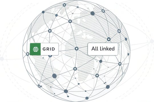 Schematic globe with interconnected wireframe network data