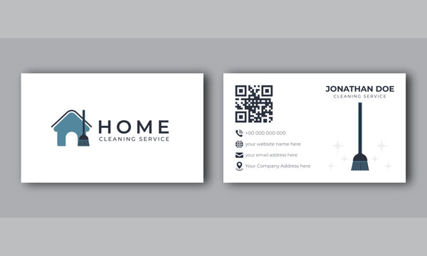 Minimalist Business Card Template for Cleaning Service - Powered by Adobe