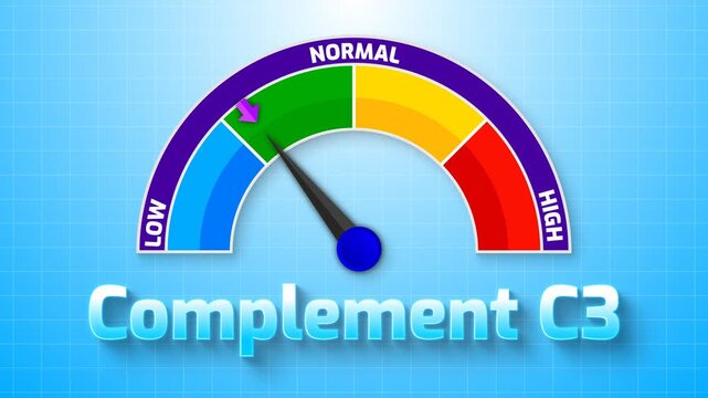 4K Animated Complement C3 Level Meter Increasing from Low to High Levels , Assessing Immune System Function and Inflammation Markers