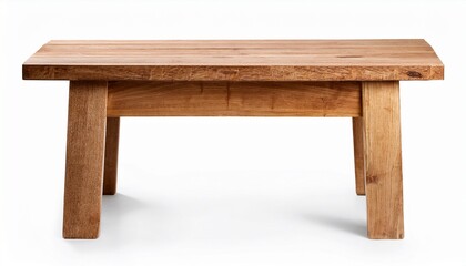 Wooden Loft Table Stool Isolated On White Background Clipping Path Included