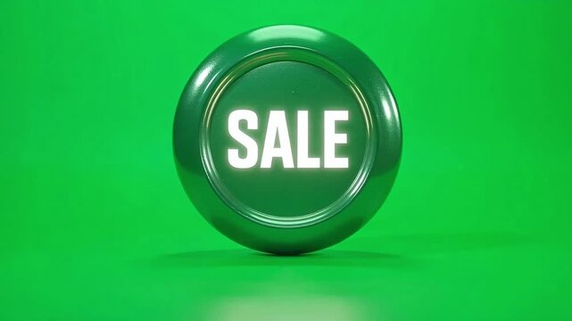 Dynamic sale button illuminates brightly signaling exciting retail promotions and urgent shopping opportunities for eager consumers worldwide