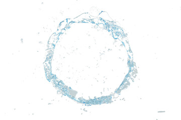 Circular Water Splash Ring liquid fluid isolated on a transparent background