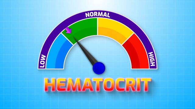 4K Animated Hematocrit Level Meter Increasing from Low to High Levels , Assessing Blood Volume and Anemia Risk