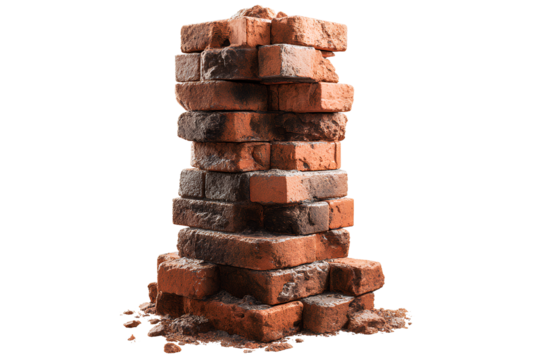 bricks stacked in a tower on a transparent