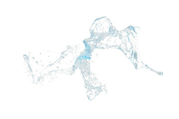 Dynamic Blue Water Splash with Irregular Form liquid isolated on a transparent background