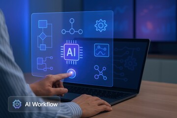Ai workflow optimization business office digital interface modern environment close-up view technology concepts for enhanced productivity