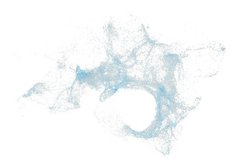 Abstract Blue Water Formation with Ring Shape splash isolated on a transparent background