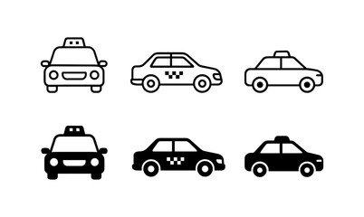 Fototapeta premium Minimal taxi icon set in black and white design for transport themes