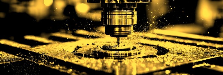 Precision machining process in a bustling workshop showing metalworking technique and tools