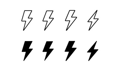 Minimalist lightning bolt icons in various styles