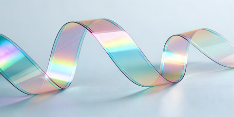 Abstract Iridescent Glass Ribbon on Pastel Background