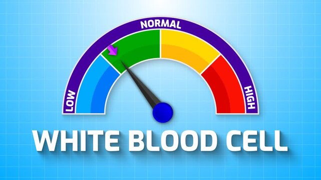 4K Animated White Blood Cell Count Meter Increasing from Low to High Levels , Monitoring Immune Response and Infection Markers