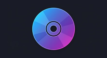 Abstract digital disc illustration with modern color gradient on a dark background