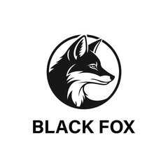 Elegant Black Fox Logo Design Vector Illustration in Simple Style