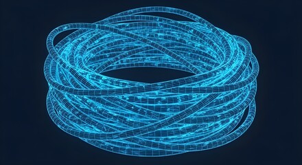 Fiber Optic Cable Tangled Wireframe Cables 3D Render image stock