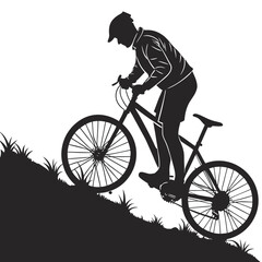 Naklejka premium silhouette of a man riding bicycle