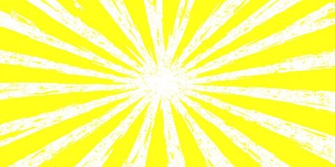 Bright yellow sunburst vector illustration with abstract rays and glow for a vibrant summer background design