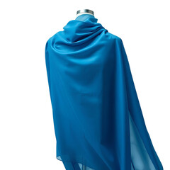 Photo of blue fabric draped over a mannequin isolated on transparent background