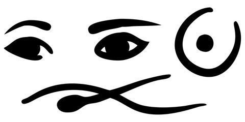 Vector illustration of a man's face with a stylish design and a black eyebrow