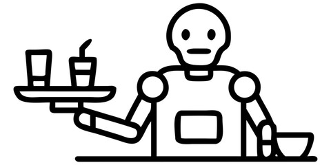 A cartoon vector icon set of a painter character with a paint roller and a paintbrush, illustrating the concept of a painting business sign