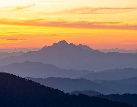 Majestic mountain range at sunset (1) - Powered by Adobe