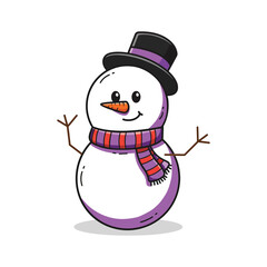 Snowman Outline Vector Drawing with Hands on Hips Pose for Confident Winter Character Art