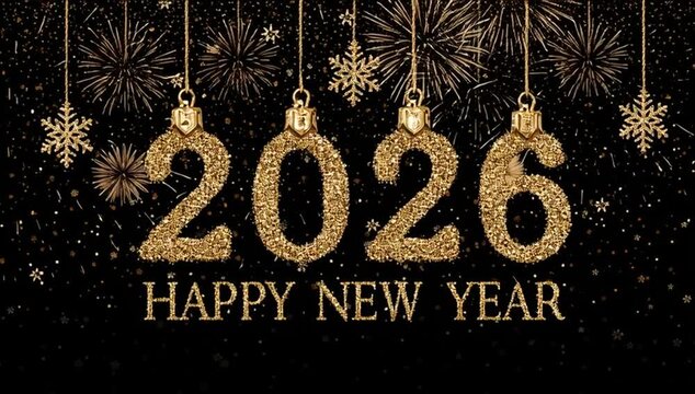 4K, 3840 x 2160 Pixels Resolution, 2026 Happy New Year Wishes Background Animation, High Quality Happy New Year Intro Opener Background for Year 2026 