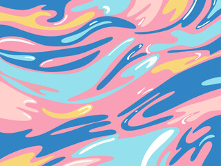 Abstract  Retro Colorful Wavy Banner Background in Iridescent Liquid Holographic Foil Soft Pastel Neon Gradients for Posters, Flyers, and Covers